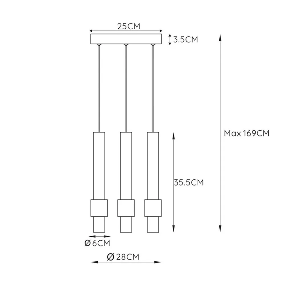 Ronde 3-lichts hanglamp cilinders inclusief LED>Straluma New