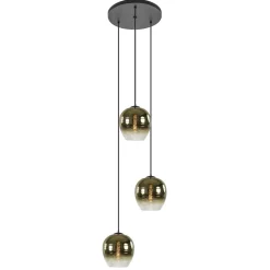 Ronde 3-lichts hanglamp golden gradient met zwart>Straluma New