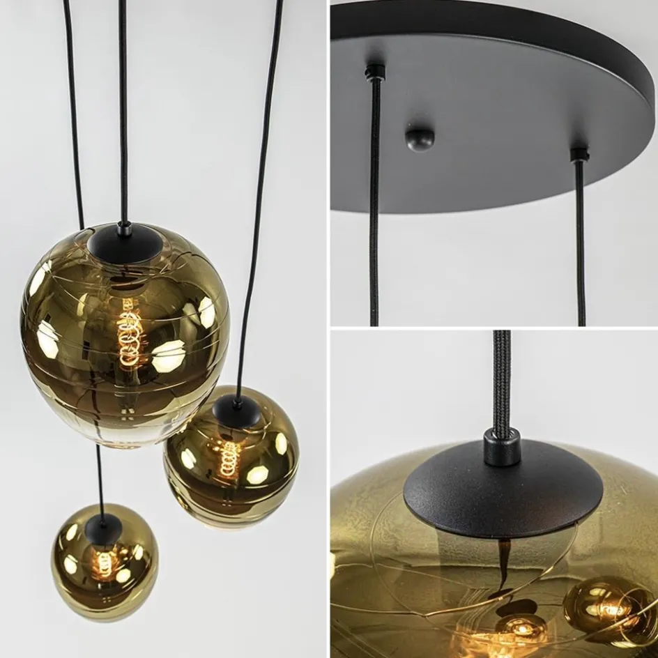 Ronde 3-lichts hanglamp golden gradient met zwart>Straluma New