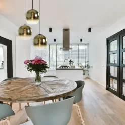 Ronde 3-lichts hanglamp golden gradient met zwart><noscript><img width=