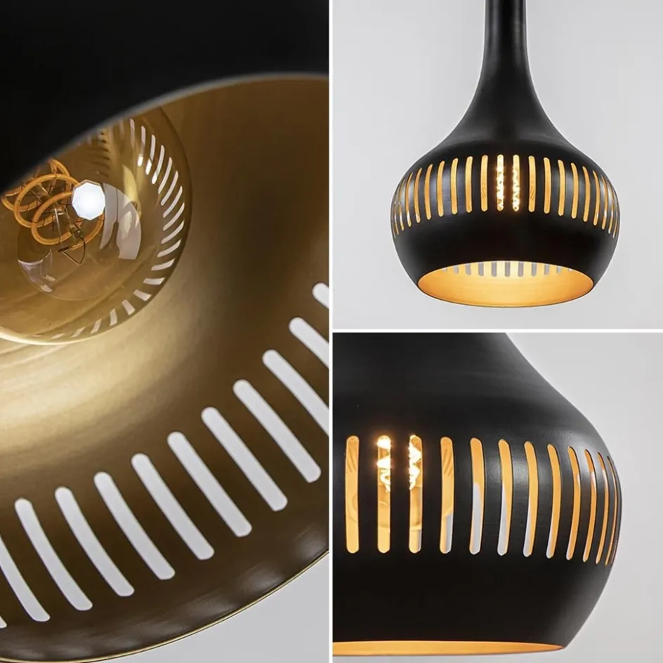 Ronde 3-lichts hanglamp mat zwart met goud>Straluma Clearance