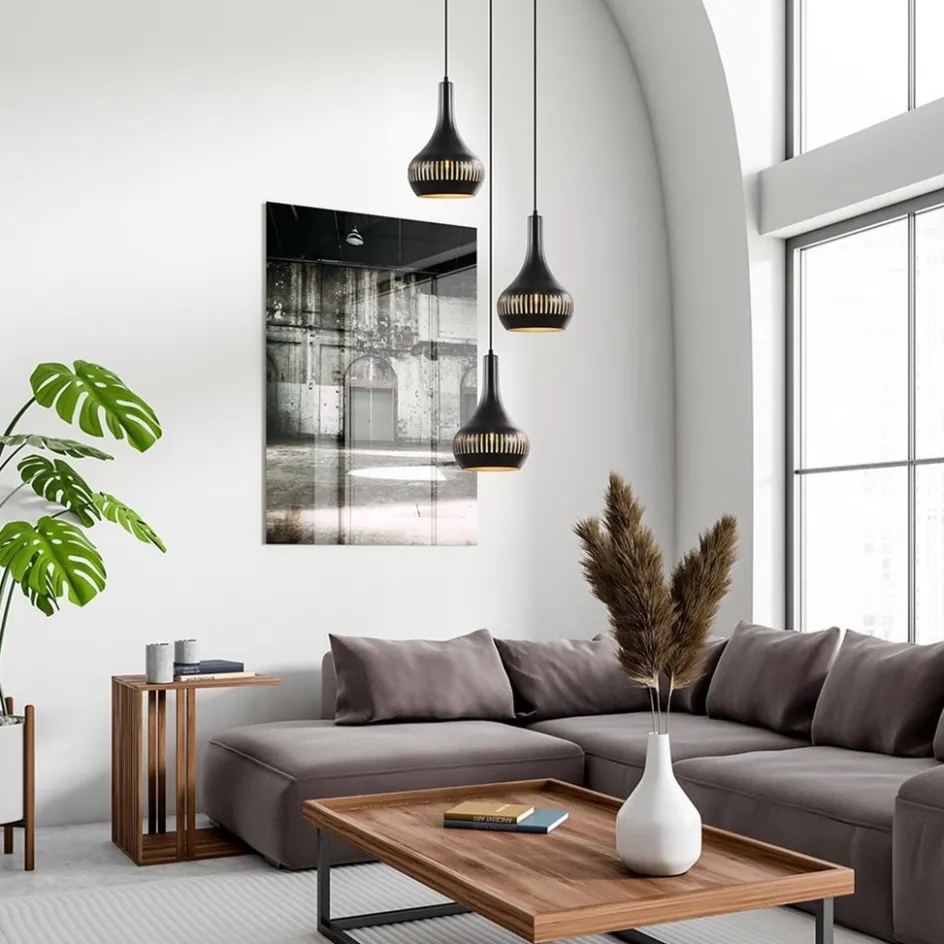 Ronde 3-lichts hanglamp mat zwart met goud>Straluma Clearance