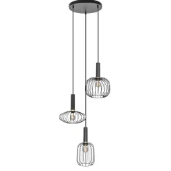 Ronde 3-lichts hanglamp met draadkappen divers>Straluma Discount