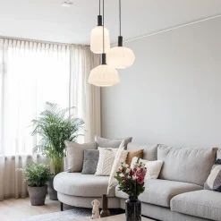 Ronde 3-lichts hanglamp met opaal witte glazen><noscript><img width=