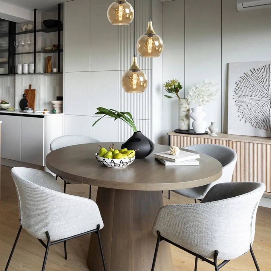 Ronde 3-lichts hanglamp zwart met goud en amber glas>Straluma Sale