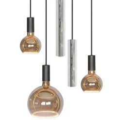 Ronde 5-lichts hanglamp zwart met nikkel><noscript><img width=
