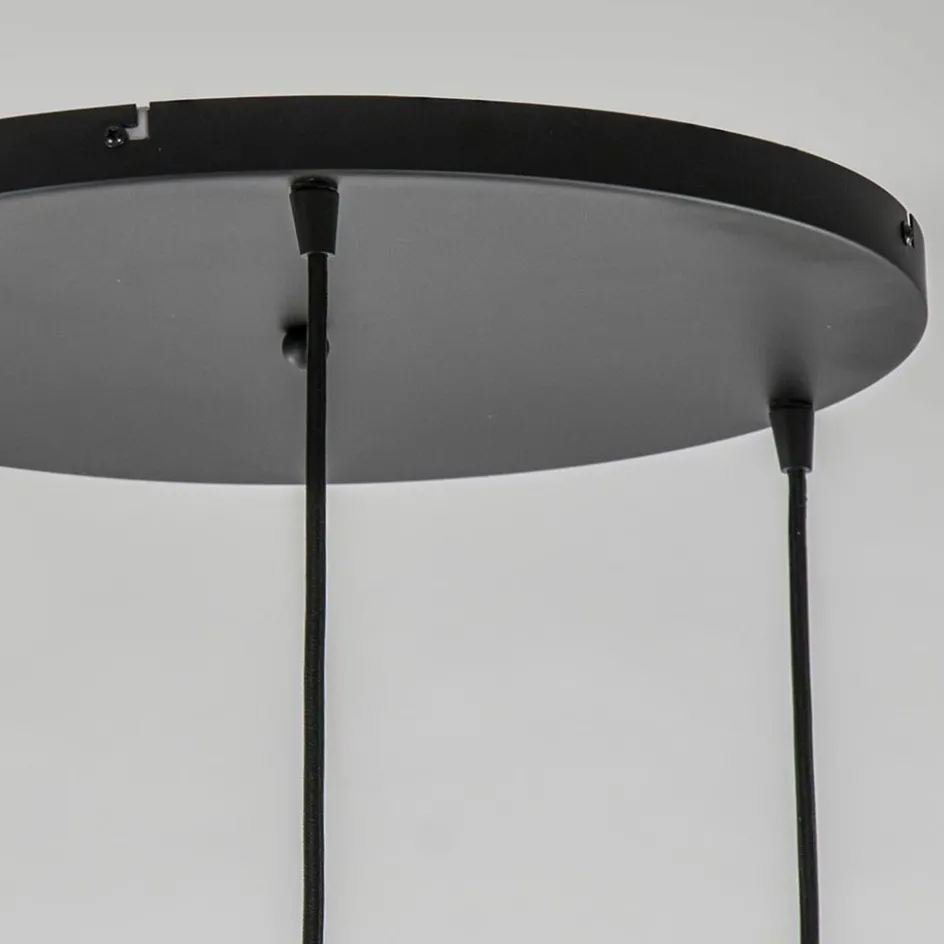 Ronde 3-lichts hanglamp zwart met smoke/helder glas>Straluma