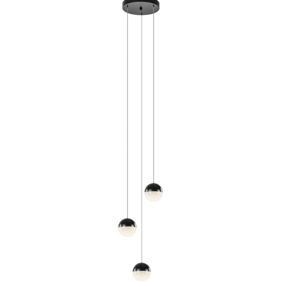 Ronde 3-Lichts LED hanglamp met zwarte bollen dimbaar>Straluma Clearance