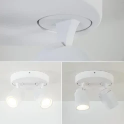 Ronde 2-lichts opbouwspot wit metaal verstelbaar><noscript><img width=