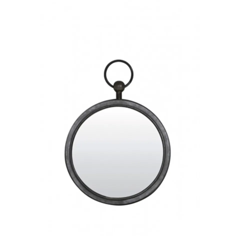Ronde metalen spiegel zink/grijs klein>Straluma Outlet