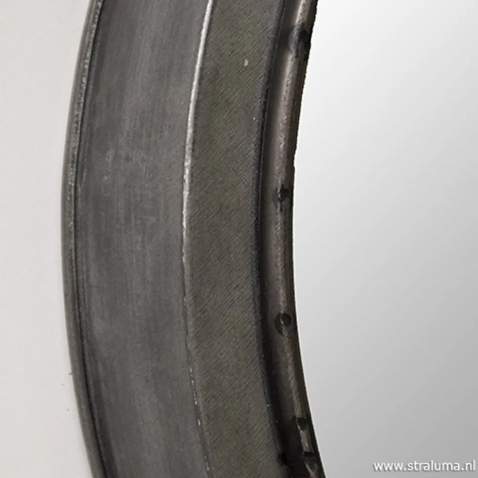 Ronde metalen spiegel zink/grijs klein>Straluma Outlet