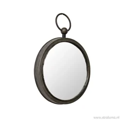 Ronde metalen spiegel zink/grijs klein><noscript><img width=