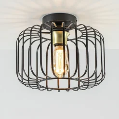 Ronde plafondlamp draad zwart met goud>Straluma Online