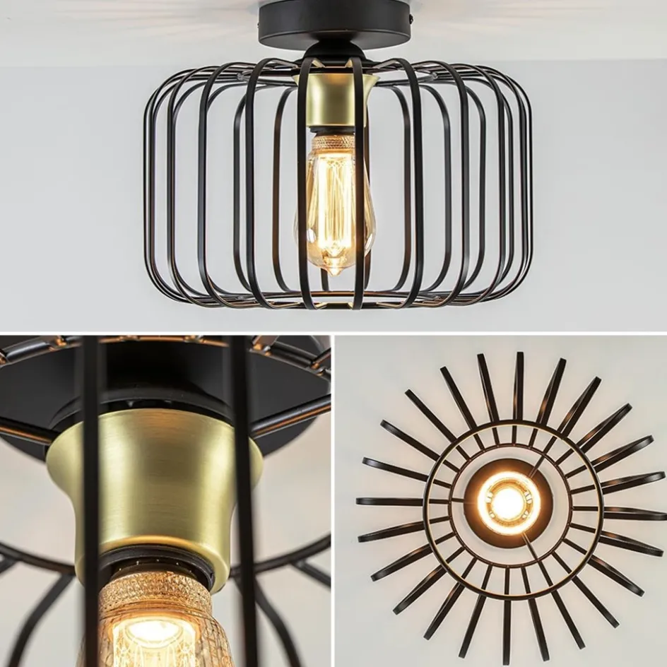 Ronde plafondlamp draad zwart met goud>Straluma Online