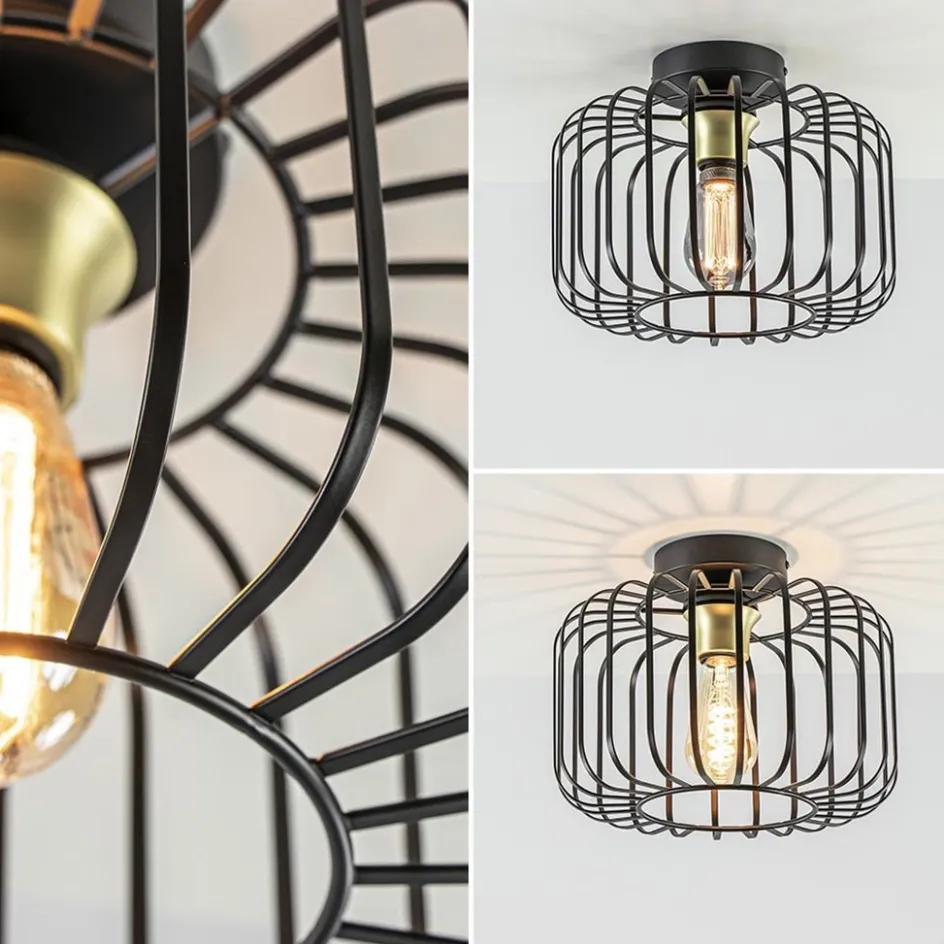 Ronde plafondlamp draad zwart met goud>Straluma Online