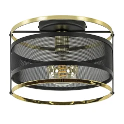 Ronde plafondlamp gaas mat zwart met hoogglans goud>Straluma Discount