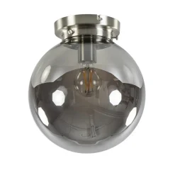 Ronde plafondlamp smokey glas met nikkel>Straluma Online