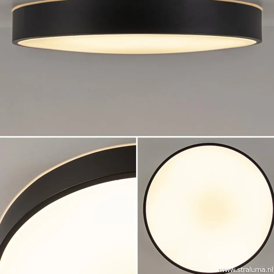 Ronde plafondlamp zwart inclusief LED en remote>Straluma Hot