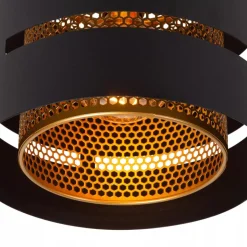 Ronde plafondlamp zwart metaal met goud><noscript><img width=