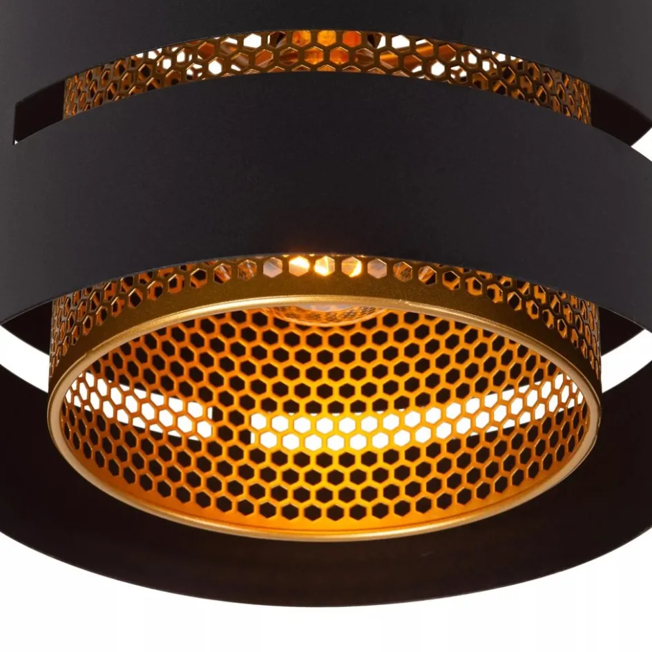 Ronde plafondlamp zwart metaal met goud>Straluma Clearance