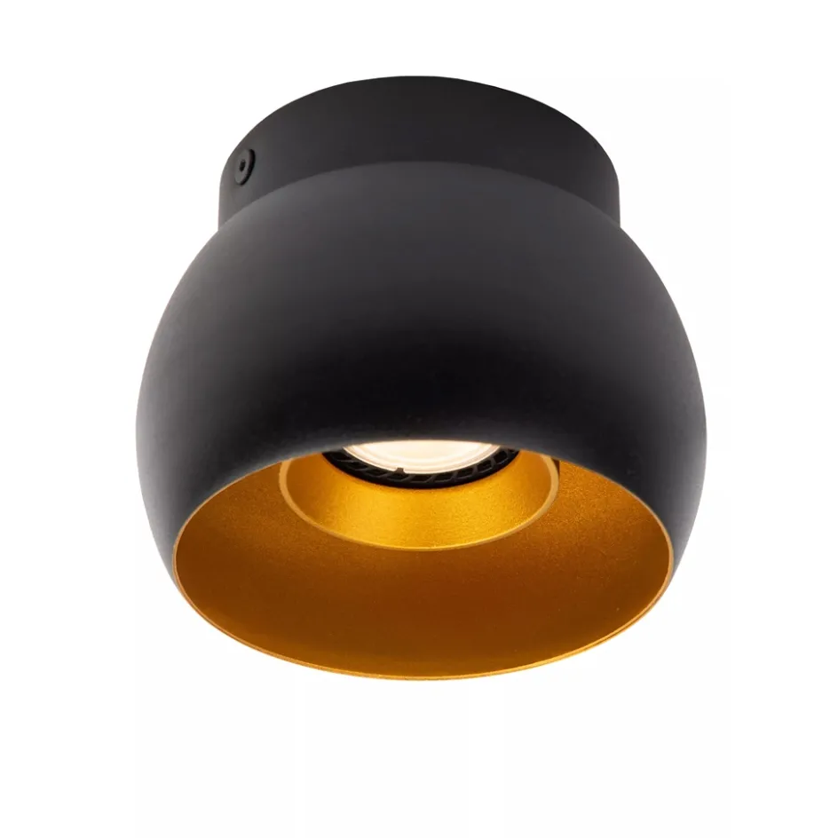 Ronde plafondspot zwart met goud GU10>Straluma