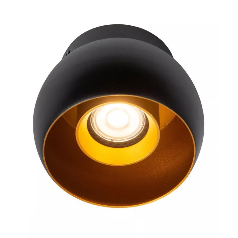 Ronde plafondspot zwart met goud GU10>Straluma