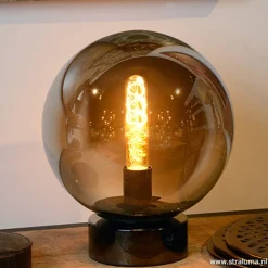 Ronde tafellamp smokey glas><noscript><img width=