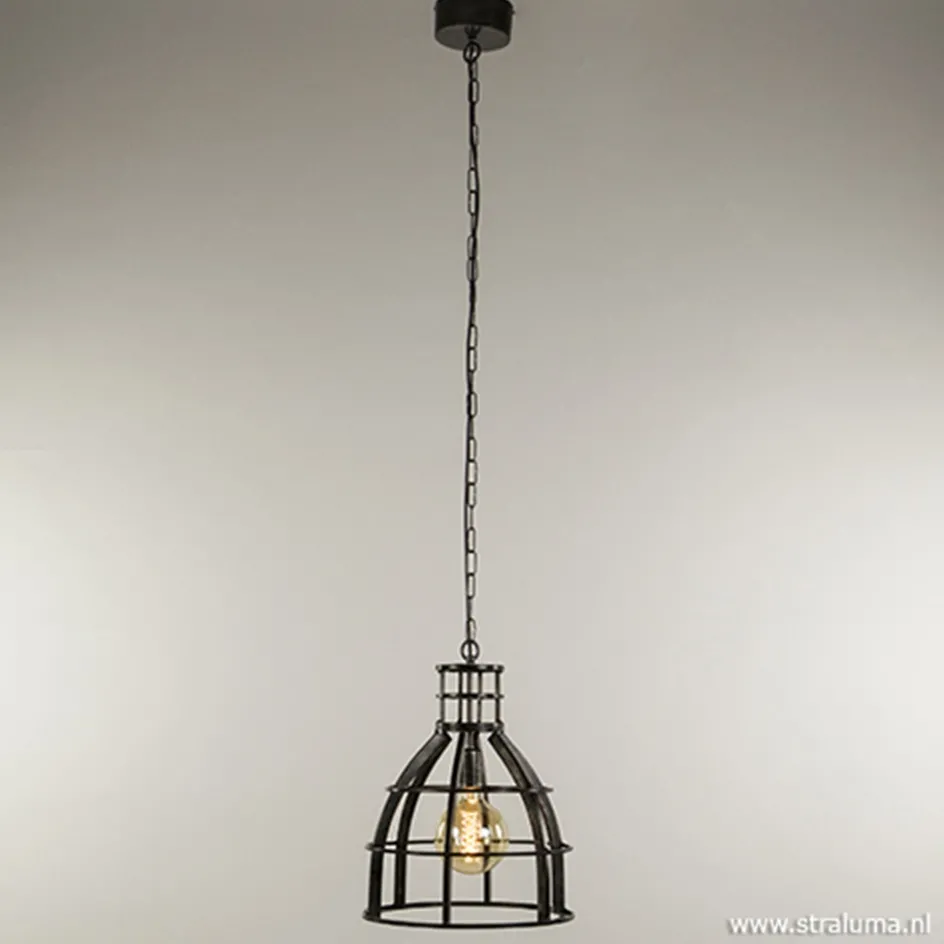 Ruw metalen hanglamp antiek zwart>Straluma Outlet
