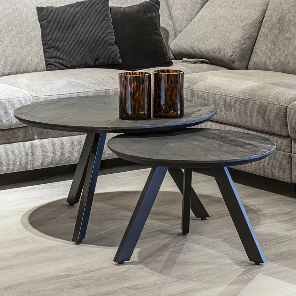 Salontafel rond hout zwart 60 cm>Straluma Hot
