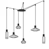 Samengestelde 6-lichts hanglamp spin met zwarte kappen>Straluma Online
