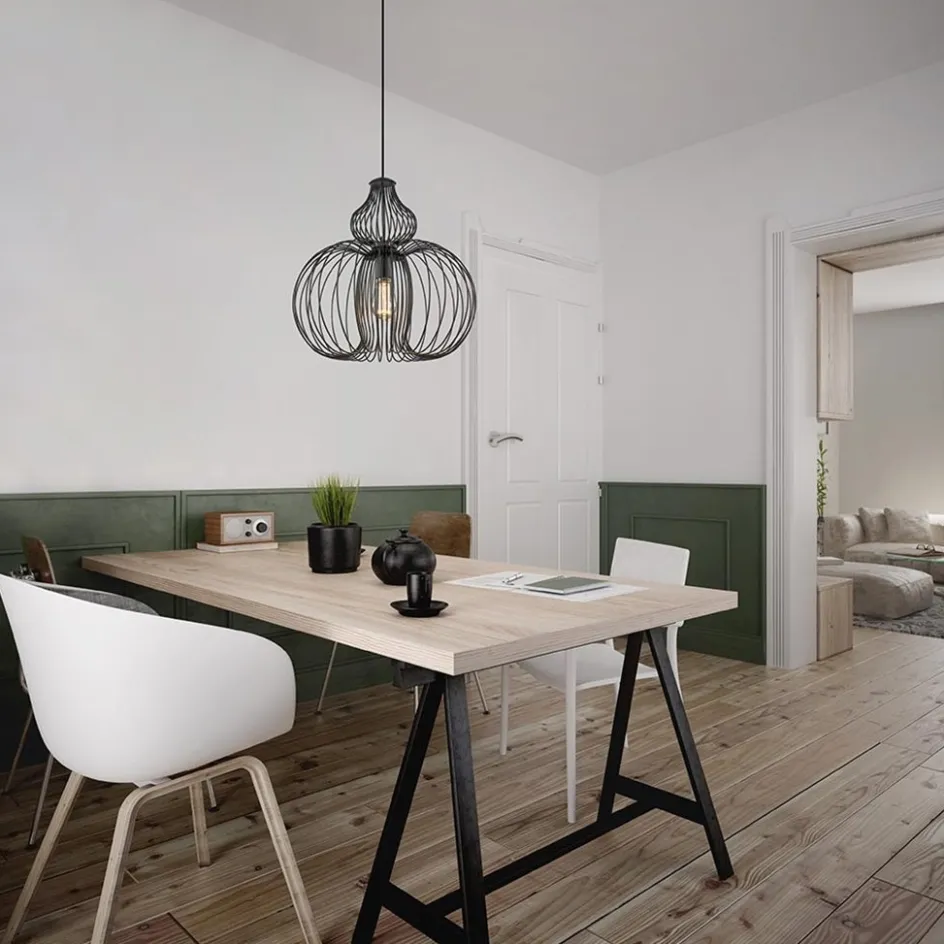 Scandinavische draad hanglamp mat zwart>Straluma Online