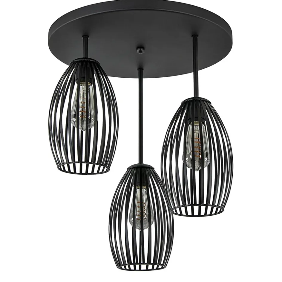 Scandinavische 3-lichts plafondlamp mat zwart>Straluma Outlet