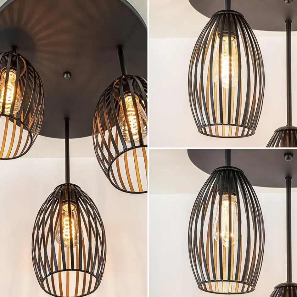 Scandinavische 3-lichts plafondlamp mat zwart>Straluma Outlet