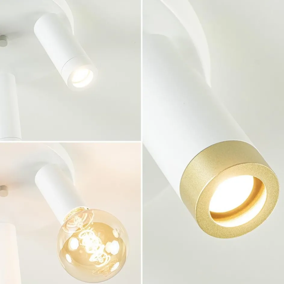 Scandinavische 3-lichts plafondspot mat wit/goud>Straluma Hot