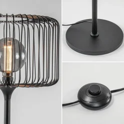 Scandinavsiche vloerlamp zwart met draadkorf><noscript><img width=
