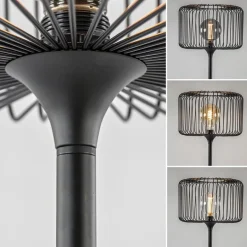 Scandinavsiche vloerlamp zwart met draadkorf><noscript><img width=