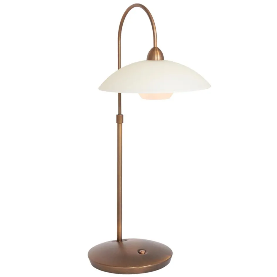 Sfeervolle tafellamp brons met creme glas klassiek>Straluma Online