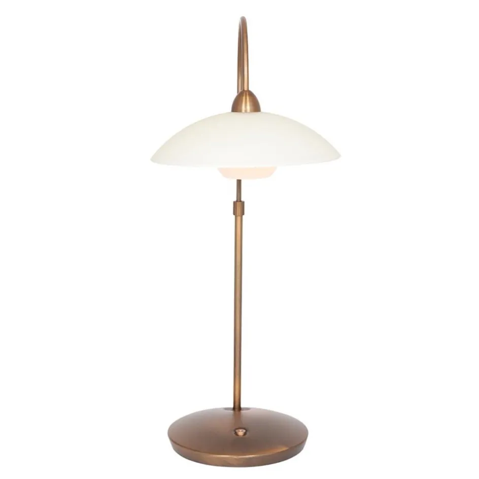 Sfeervolle tafellamp brons met creme glas klassiek>Straluma Online