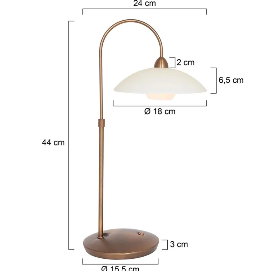 Sfeervolle tafellamp brons met creme glas klassiek>Straluma Online