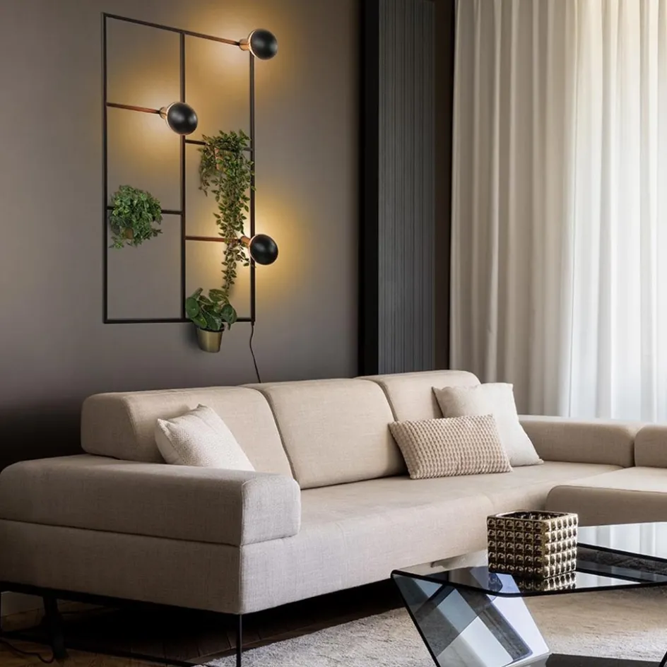 Sfeervolle wandlamp frame zwart/goud>Straluma New