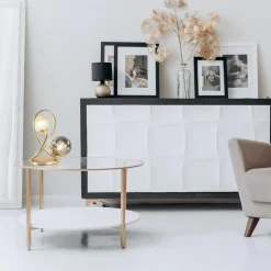 Sierlijke tafellamp goud met amber en smoke glas><noscript><img width=