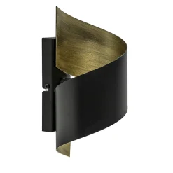 Sierlijke wandlamp krul zwart met goud>Straluma New