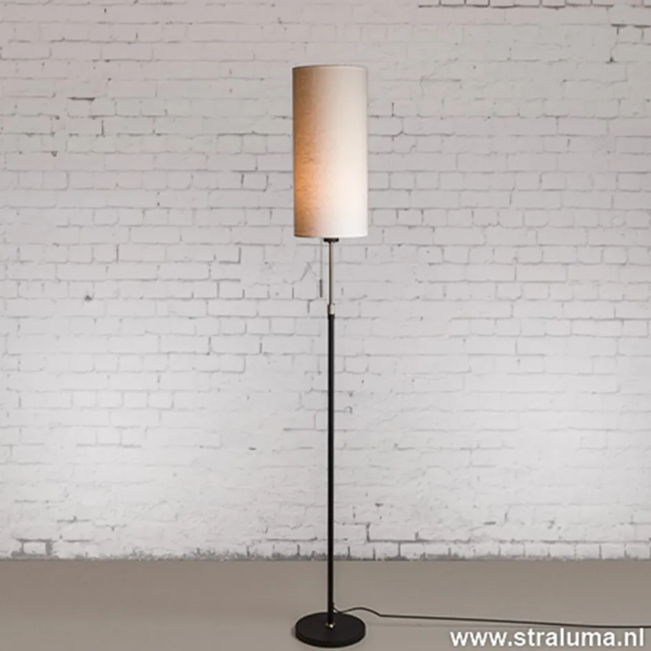 Smalle vloerlamp zwart-staal linnen kap>Straluma Sale