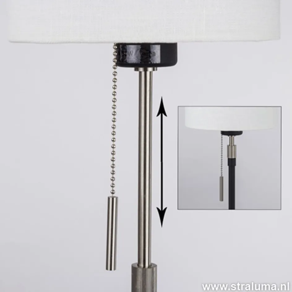 Smalle vloerlamp zwart-staal linnen kap>Straluma Sale