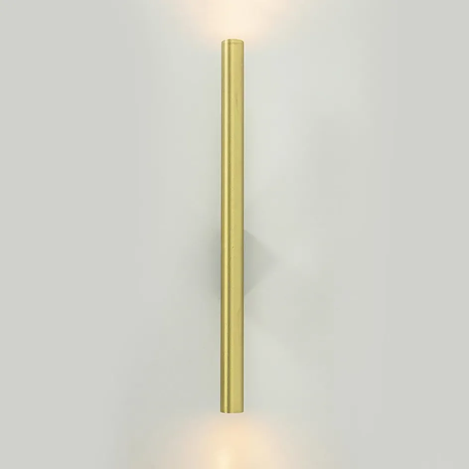 Smalle wandlamp cilinder zwart met solid brass>Straluma Sale