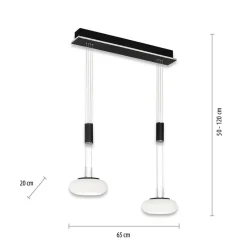 Smart hanglamp 2-lichts mat zwart met opaal glas dimbaar><noscript><img width=