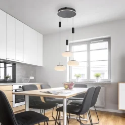 Smart hanglamp rond 3-lichts dimbaar zwart/opaal><noscript><img width=