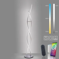 Smart vloerlamp spiraal 2-lichts nikkel>Straluma Discount