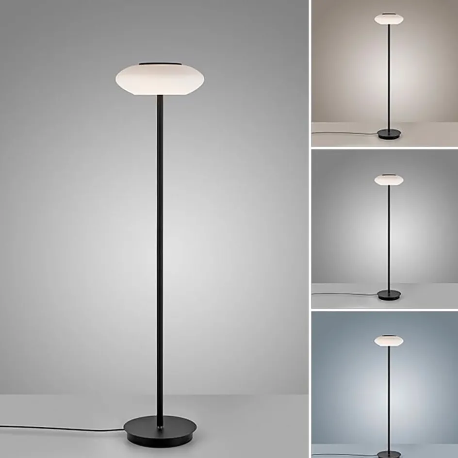 Smart vloerlamp zwart met wit glas dimbaar>Straluma Online
