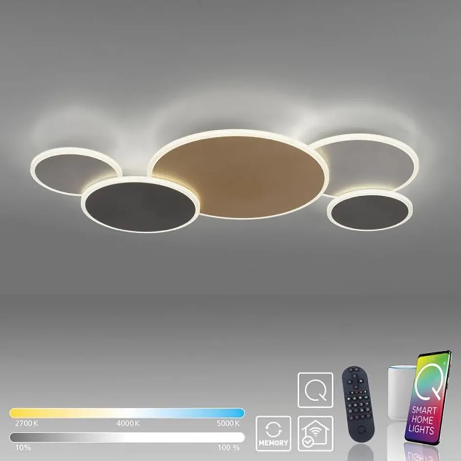 Smart wand/plafondlamp goud met grijs dimbaar>Straluma Sale